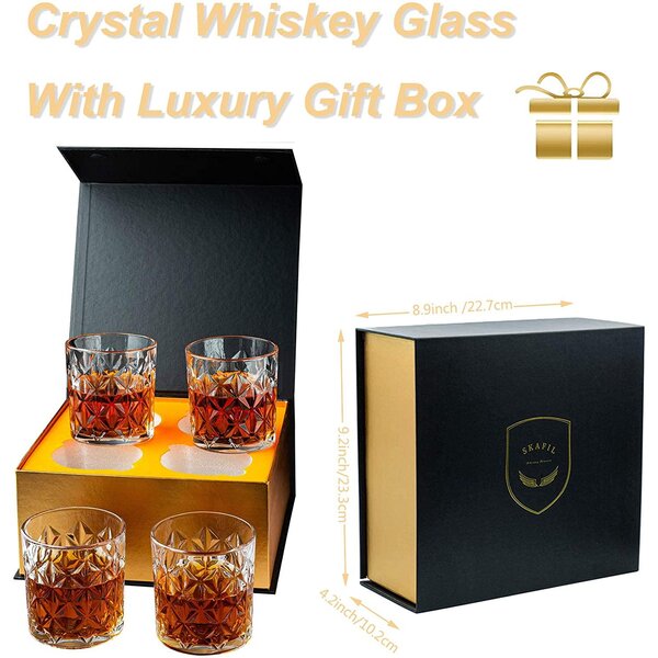 fedigorlocn Old Fashioned Whiskey Glasses Set Of 4,Crystal Rocks 